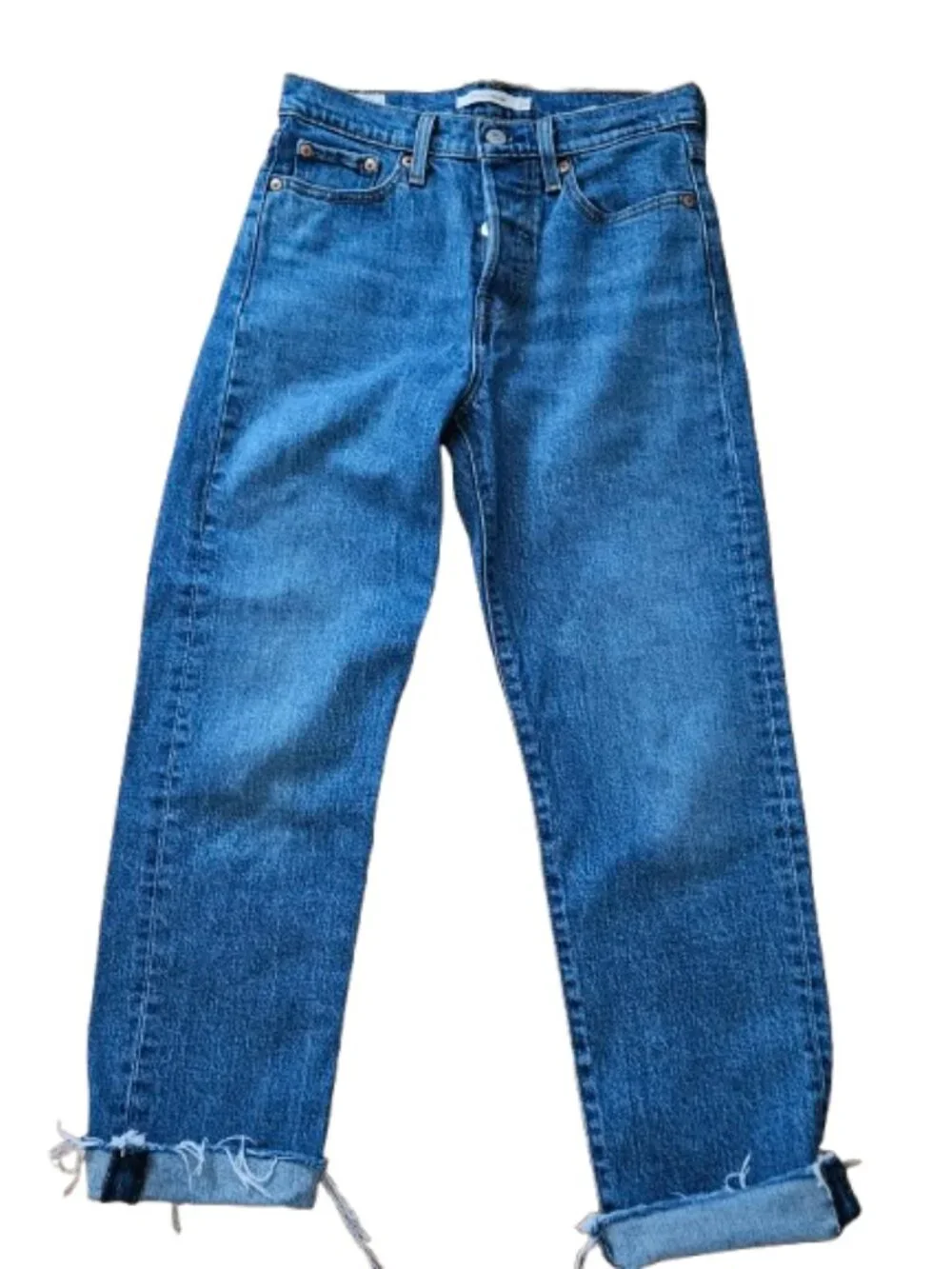 Levi's Premium High Waisted Wedgie Fit Straight Jeans Blue Sz 25 Button Fly